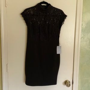 Black Lulus Lace Cap Sleeve Dress